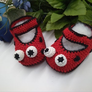 Crochet Pattern Baby Shoes Ladybug Crochet Booties Slippers Crochet Shoes Size 0-12 months Instant Download. Baby crochet pattern image 6