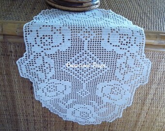 PATTERN Filet Crochet Oval Doily Table Decoration Table runner Instant Download Pattern 400