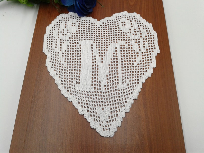 Pattern Crochet Doily Monogram Heart Letter m Etsy