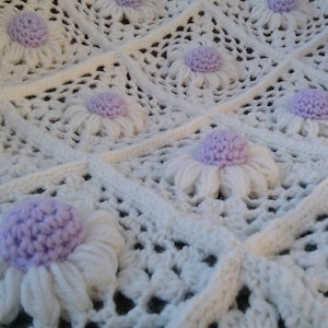 Crochet Pattern - crochet Baby Blanket , Blanket Lilac Daisy, Pattern 805, PDF Blanket.