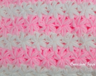 Crochet PATTERN Toddler Blanket, Couch crochet puff Star stitch, Tutorial Instant Download, PATTERN 806/ Permission to sell finished items.