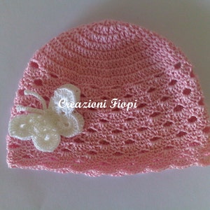 Crochet Summer Hat Baby Pattern, Crochet Hat Butterfly, Crochet Baby Girl, Crochet Hat Girl Pattern, Newborn Hat Pattern, Size 0-12 months image 1