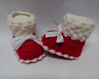 Crochet Pattern Baby Christmas Booties, Crochet baby Slippers, Baby Shoes size 03- 12 months. Easy crochet baby Christmas shoes, PATTERN 21.