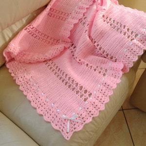 Modern Crochet Filet Baby Blanket Pattern 815, Amanda Blanket Crochet Pattern, DIY Blanket, Easy crochet Pattern, 815 design, PDF pattern imagem 1