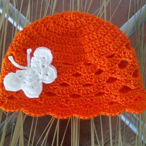 Crochet Summer Hat Baby Pattern, Crochet Hat Butterfly, Crochet Baby Girl, Crochet Hat Girl Pattern, Newborn Hat Pattern, Size 0-12 months image 6