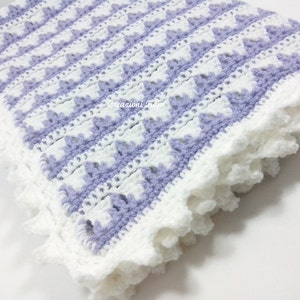 Crochet PATTERN Baby Blanket. Crochet blanket Stitch Triangular. Crochet blanket Lilac White. Crochet PATTERN 807. Baby blanket pattern.