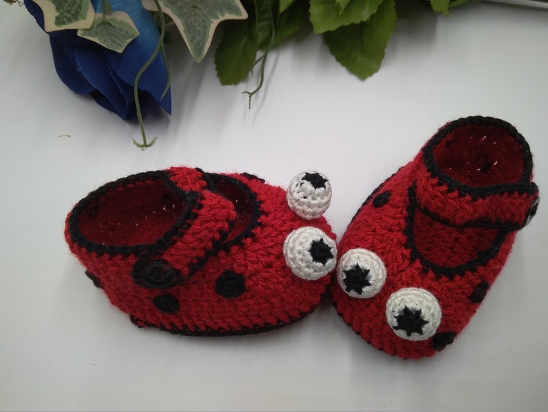 Crochet Pattern Baby Shoes Ladybug Crochet Booties Slippers Crochet Shoes Size 0-12 months Instant Download. Baby crochet pattern image 10