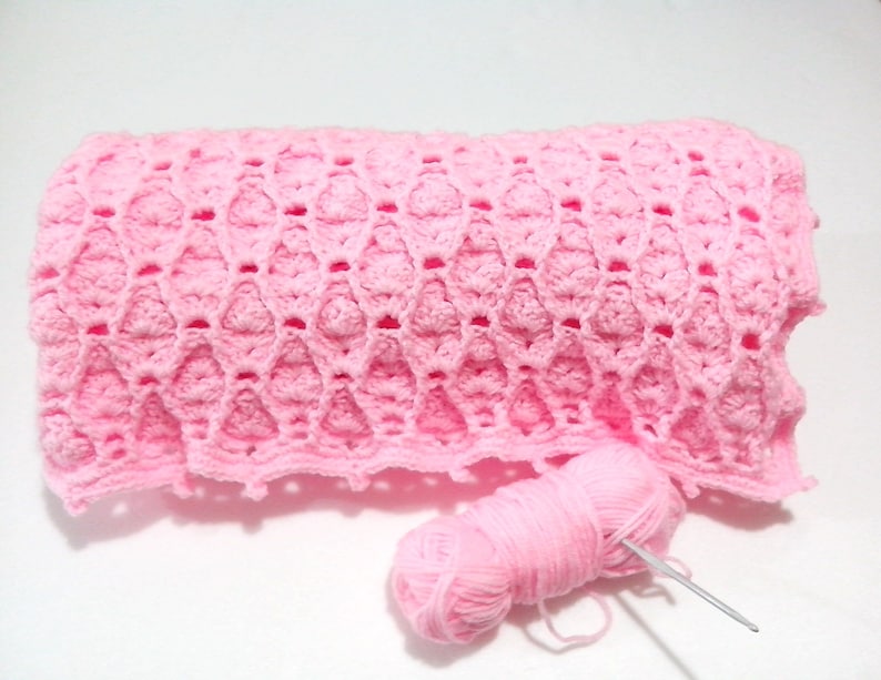 Crochet Baby Blanket PATTERN, Blanket waves diamonds stitch, PATTERN 810/ Blanket Baby, Crochet Pattern baby blanket, crochet pattern baby image 2