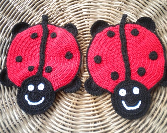 Crochet Potholder Ladybug pattern, Crochet Pattern 224, Tutorial, Crochet Potholder pdf , Permission to sell finished items)