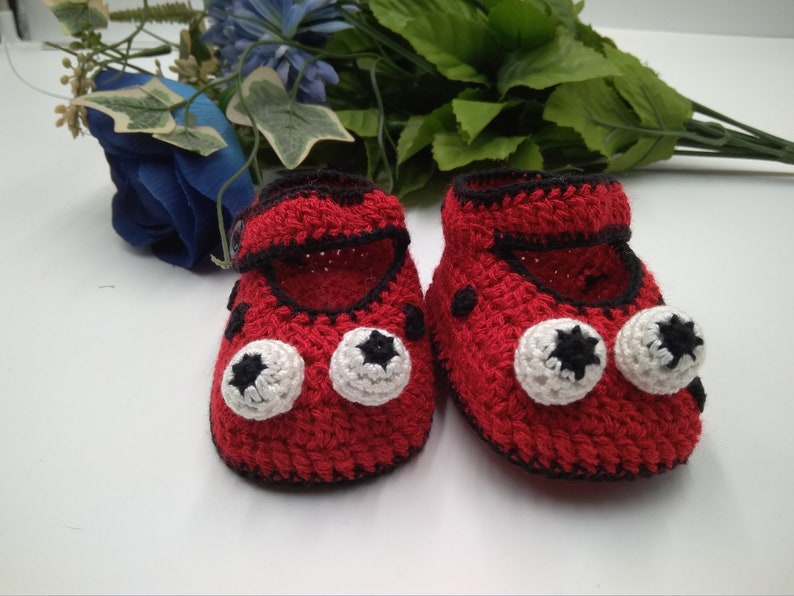 Crochet Pattern Baby Shoes Ladybug Crochet Booties Slippers Crochet Shoes Size 0-12 months Instant Download. Baby crochet pattern image 9