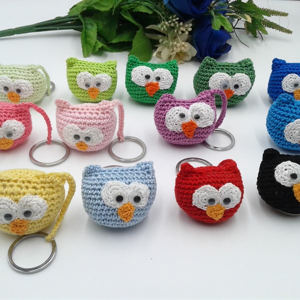 Crochet Owl Keychain Etsy