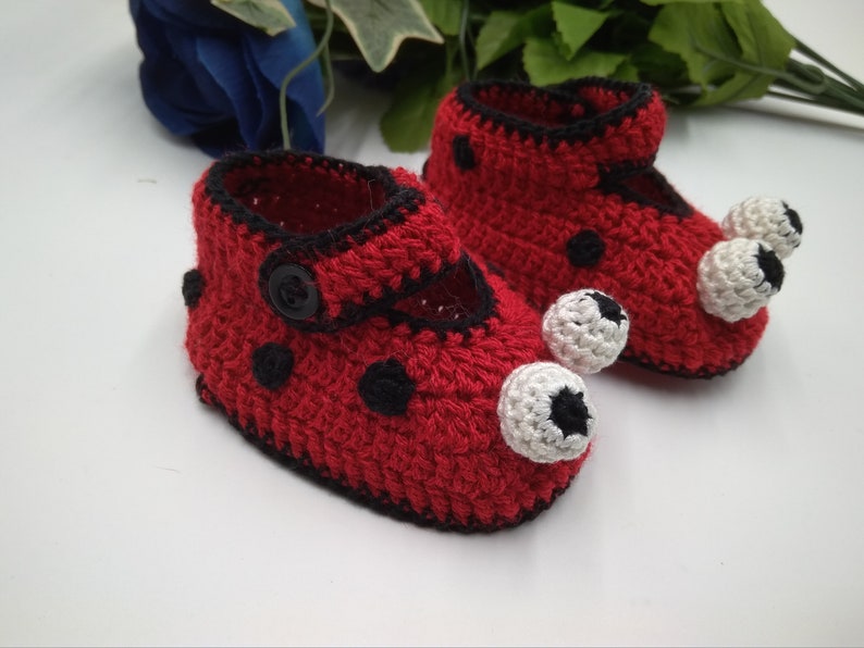 Crochet Pattern Baby Shoes Ladybug Crochet Booties Slippers Crochet Shoes Size 0-12 months Instant Download. Baby crochet pattern image 8