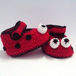 Crochet Pattern Baby Shoes Ladybug Crochet Booties Slippers Crochet Shoes Size 0-12 months Instant Download. Baby crochet pattern image 4