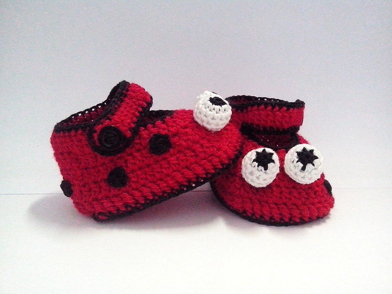 Crochet Pattern Baby Shoes Ladybug Crochet Booties Slippers Crochet Shoes Size 0-12 months Instant Download. Baby crochet pattern image 4