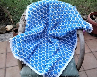 Crochet Baby Blanket PATTERN, Puff stitch FLOWERS on the Clouds blanket, PATTERN 813. Pattern pdf.