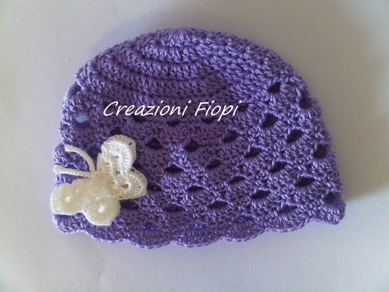 Crochet Summer Hat Baby Pattern, Crochet Hat Butterfly, Crochet Baby Girl, Crochet Hat Girl Pattern, Newborn Hat Pattern, Size 0-12 months image 7