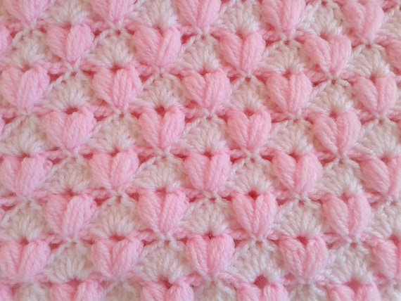 Puffy Baby Blanket Pattern Crochet PATTERN 818 Baby Blanket Pattern Hearts Puff Stitch Pdf Baby Girl Pattern Modern Crochet Etsy Canada