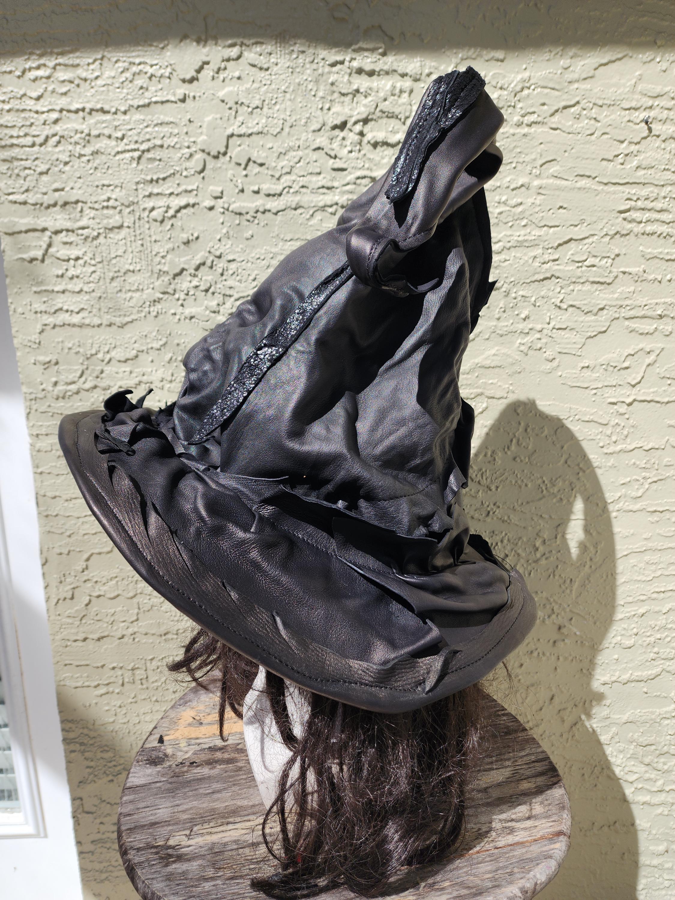 Leather Unisex Skull Wizard Goth Hat Cosplay Necromancer