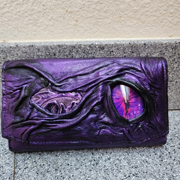 Large leather dragon eye wallet