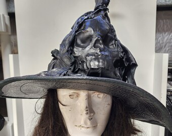Leather wizard warlock witch necromancer hat