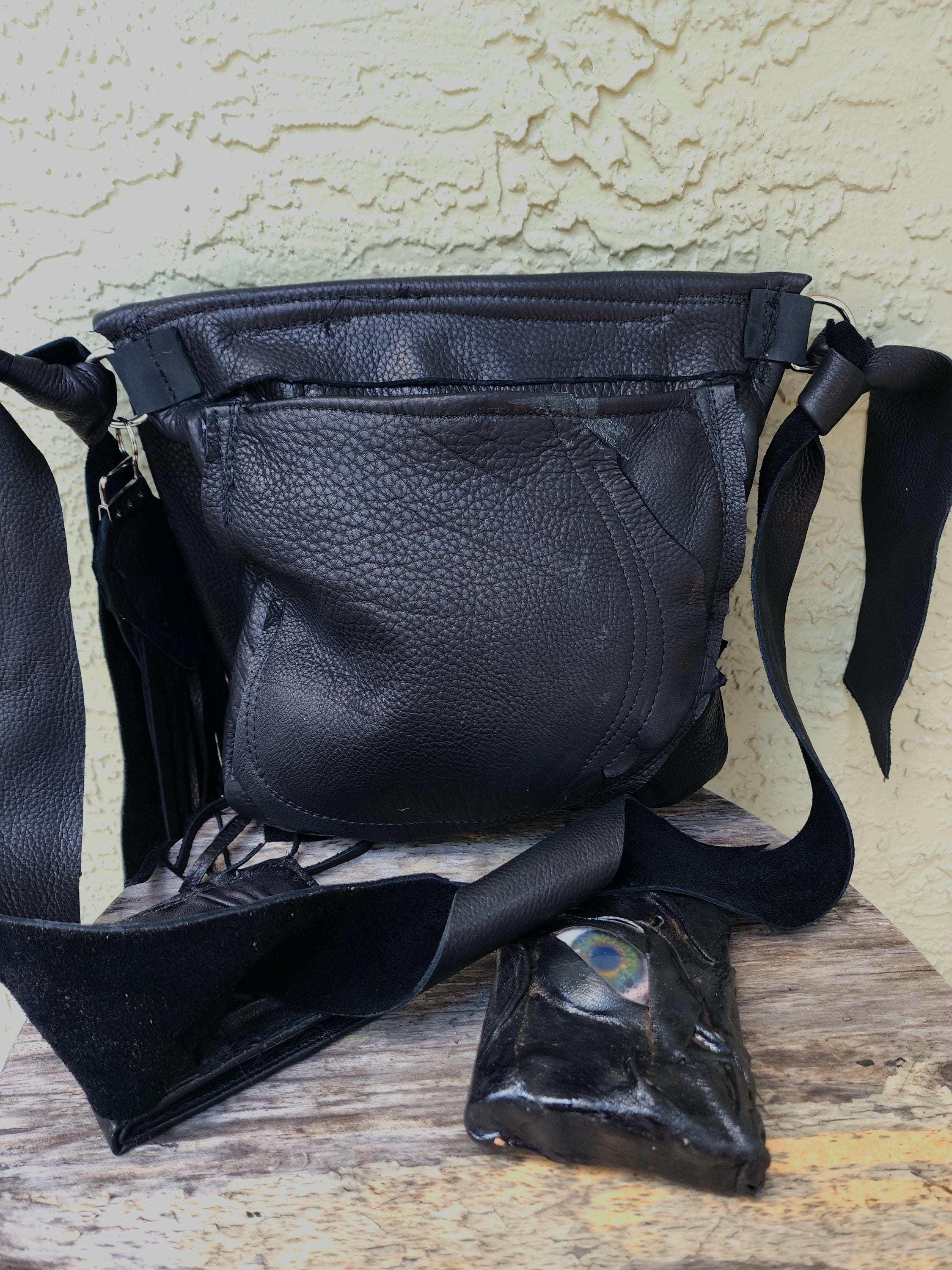 Creepy Spooky Leather Unisex Eyeball Goth Alternative Punk Bag