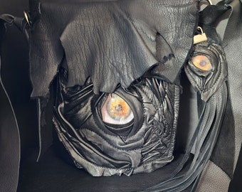 Creepy spooky leather unisex eyeball bag