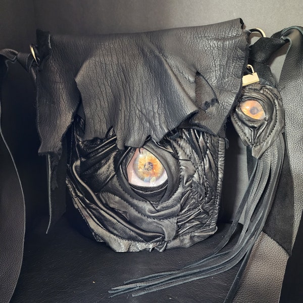 Creepy spooky leather unisex eyeball bag