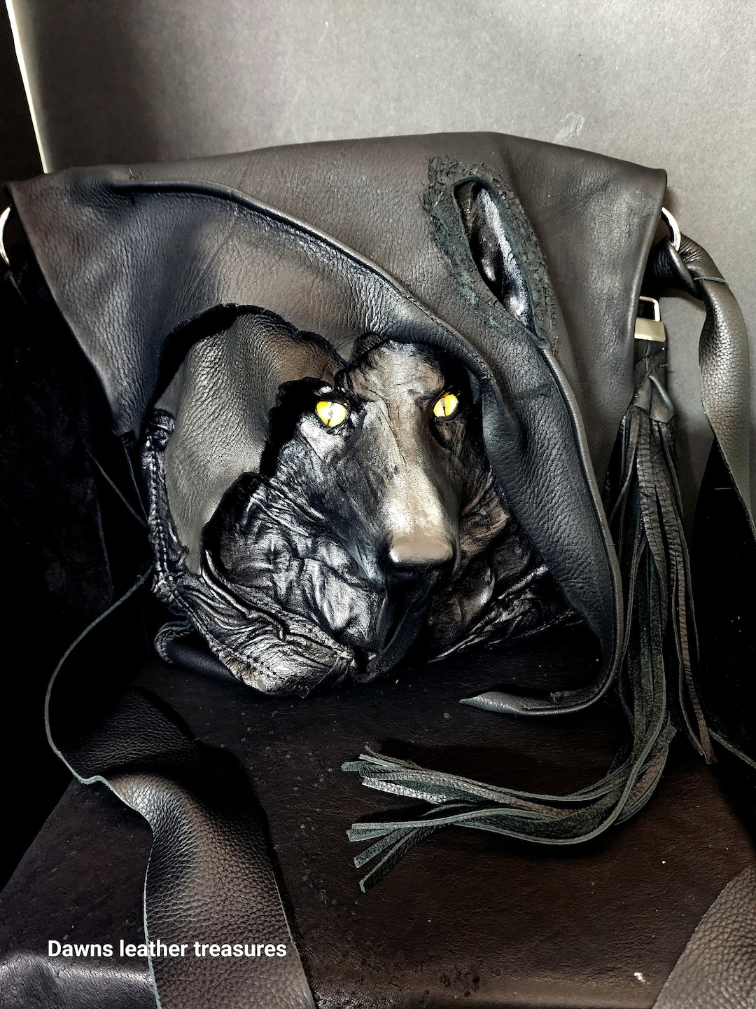 Black Unisex Lycan 3d Leather Wolf Bag Etsy UK