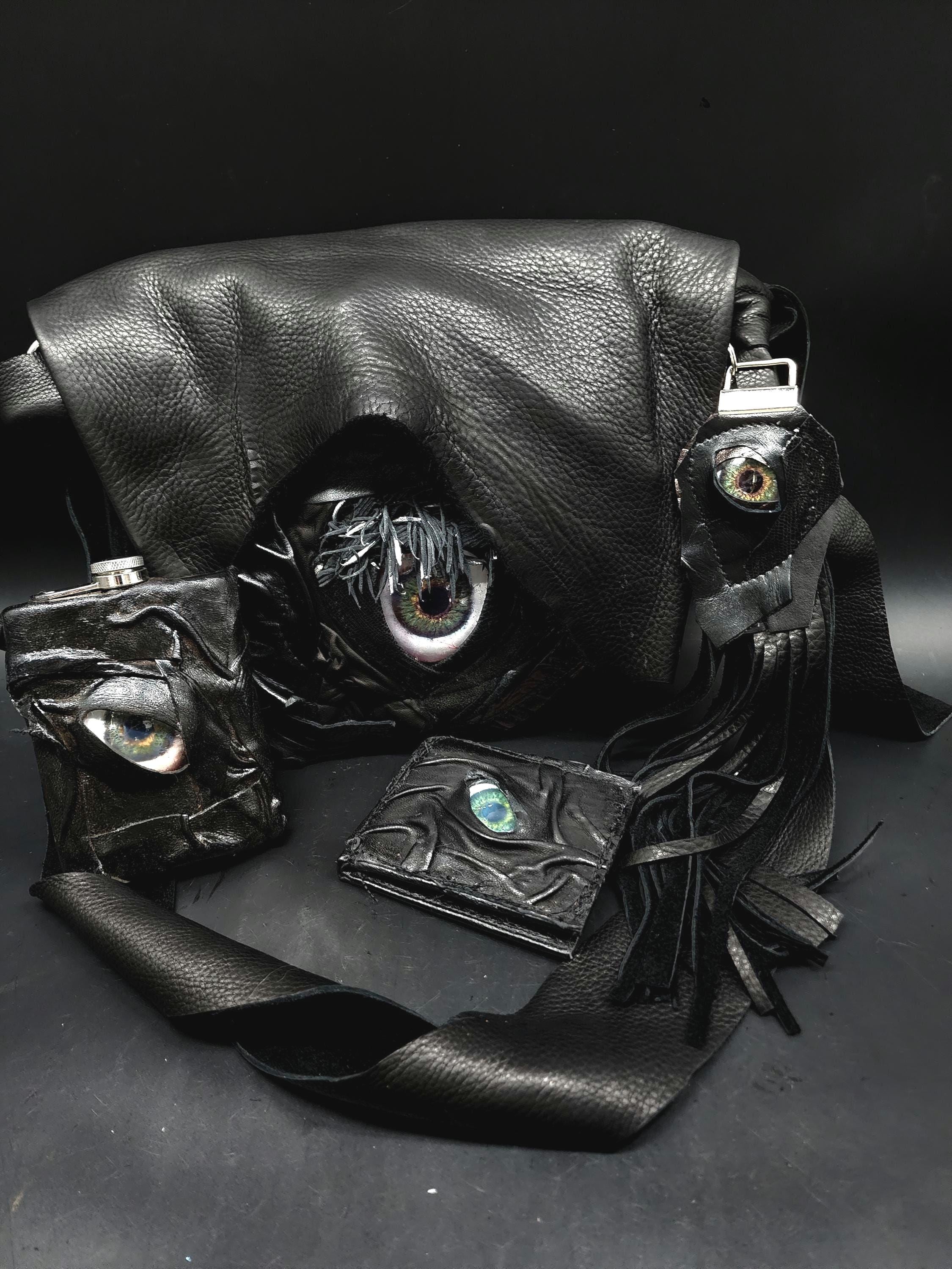 rare goth leather bag tokyo ghoul 隻眼 Creepy Spooky Leather Unisex Eyeball Goth Alternative Punk Bag