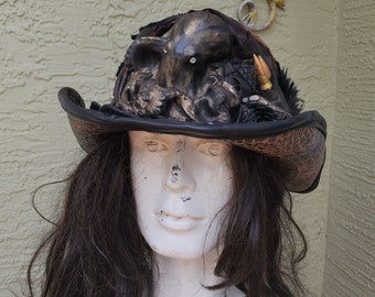Leather Kraken unisex top hat