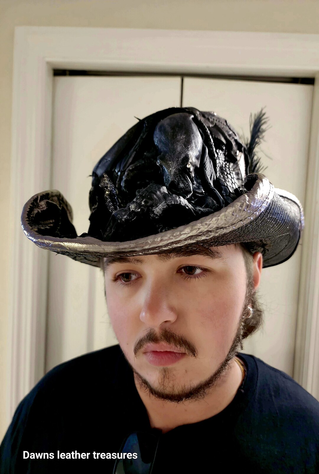 Slanted Unisex Skull and Kraken Pirate Hat Ooak Large Size Etsy