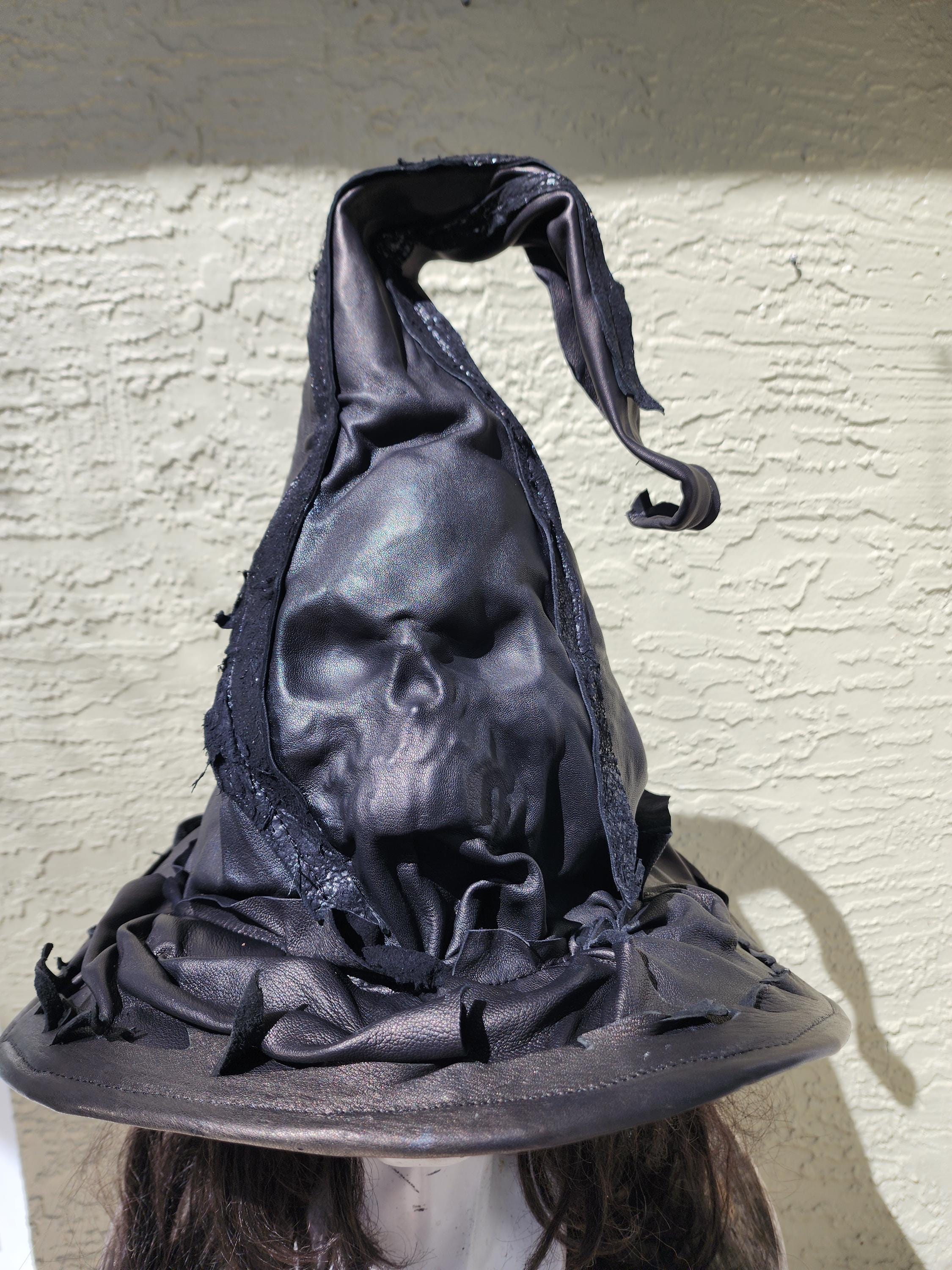 Leather Unisex Skull Wizard Goth Hat Cosplay Necromancer