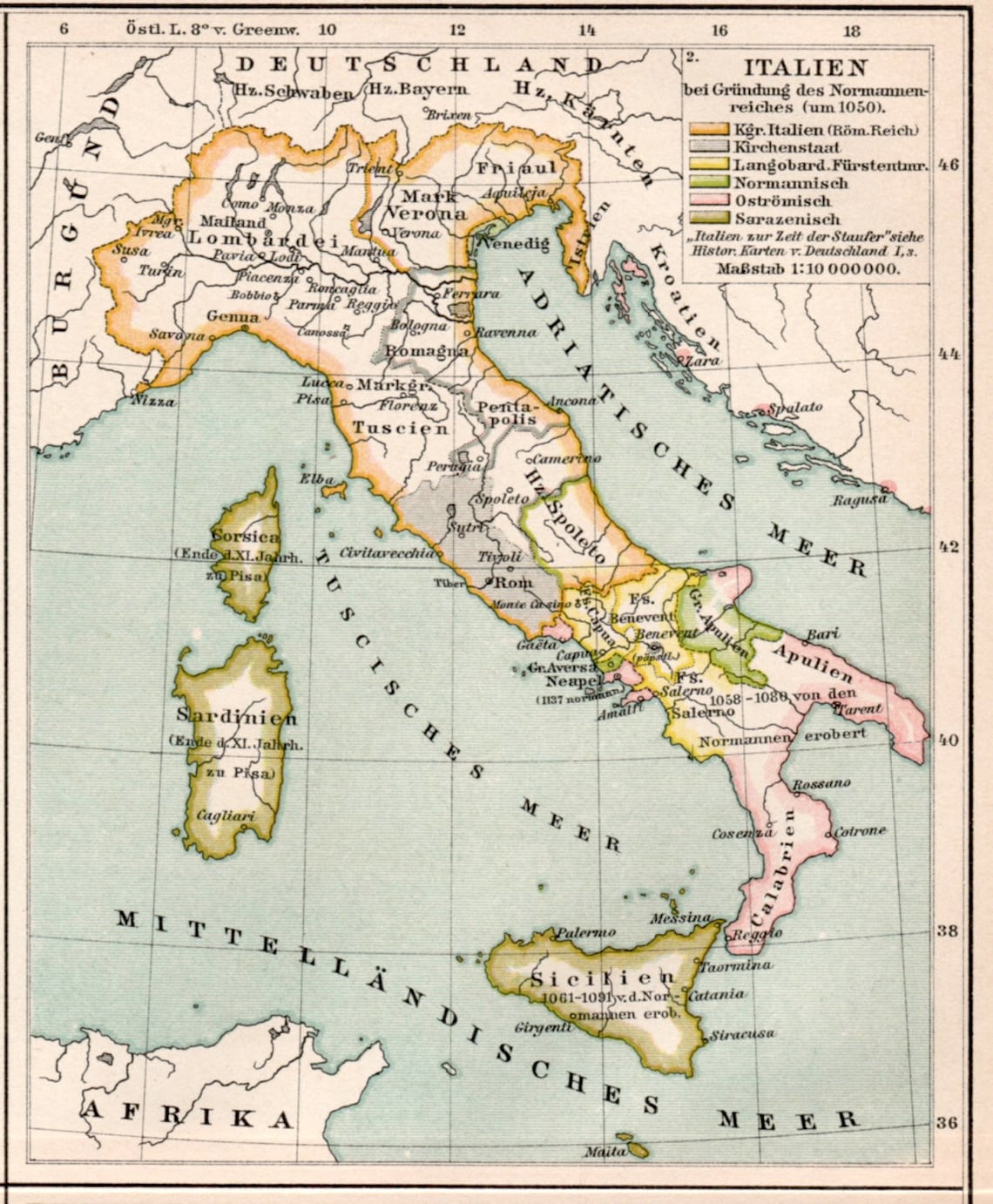 1898 Italien historische Karte Antique Print Lithographie  Etsy