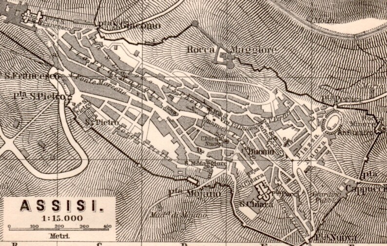 1903 Map of Assisi Antique Map Vintage Lithograph Map of | Etsy