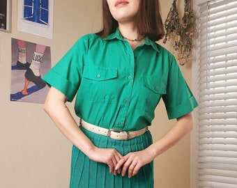 Vintage 90’s Emerald Shirt with Pockets (S)