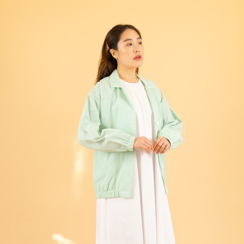 Vintage 1990/'s Peppermint Striped Seersucker Spring Jacket