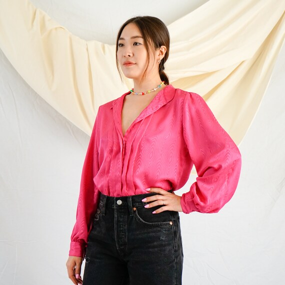 70's Vintage Fuschia Bishop Sleeve Blouse