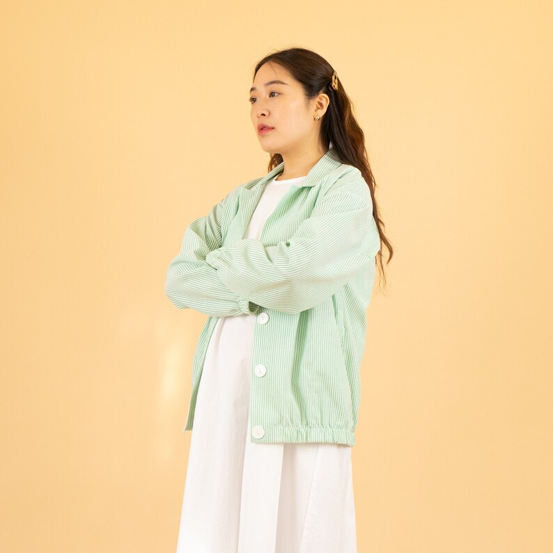 Vintage 1990/'s Peppermint Striped Seersucker Spring Jacket