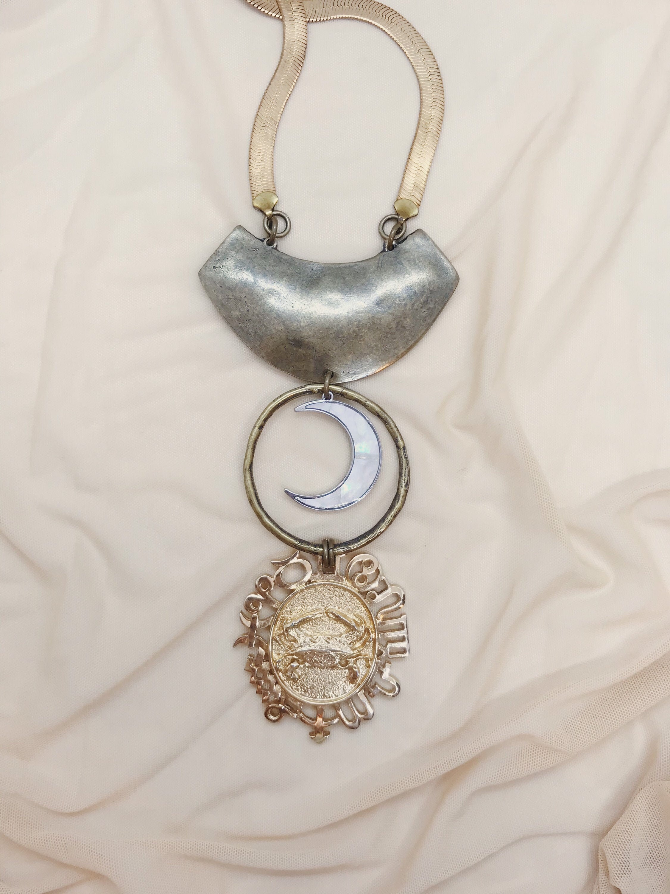 Cancer Zodiac Necklace with Moon