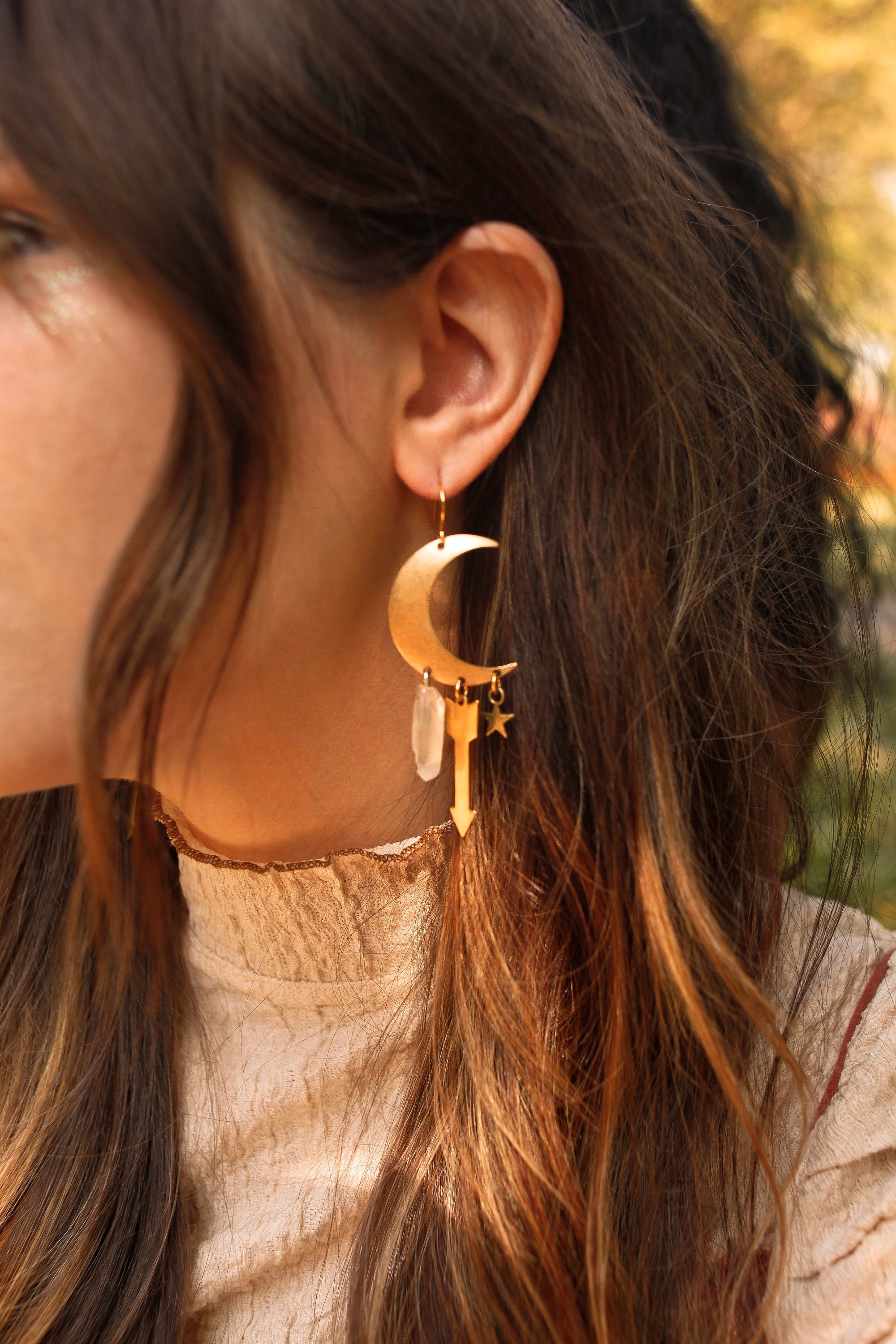 Special Edition Sisters of the Moon Earrings in Brass or Silver with …