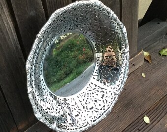 Alfra Alessi Bowl, decorated with hemstitch style, Silver Bowl, 10 3/4 inches across, Reticulated Silver Basket Bowl, Made in Italy