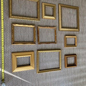 Gold Frames, Set of Nine (9) Fancy Hollywood Regency, Rococo Style, Use for New Project or Collages!