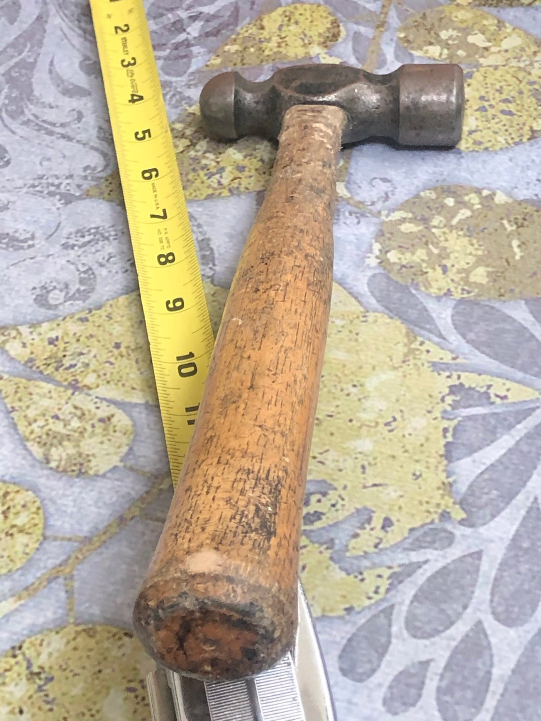 Ball Peen Hammer, Vintage With Wooden Handle, Total Length is 14 With