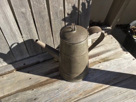 Approx 10 high,i12 Gal Made USA Metal Kettle Primitive Pot Farmhouse Kitchen Decor Coffee Pot with Side Spout Rustic vase