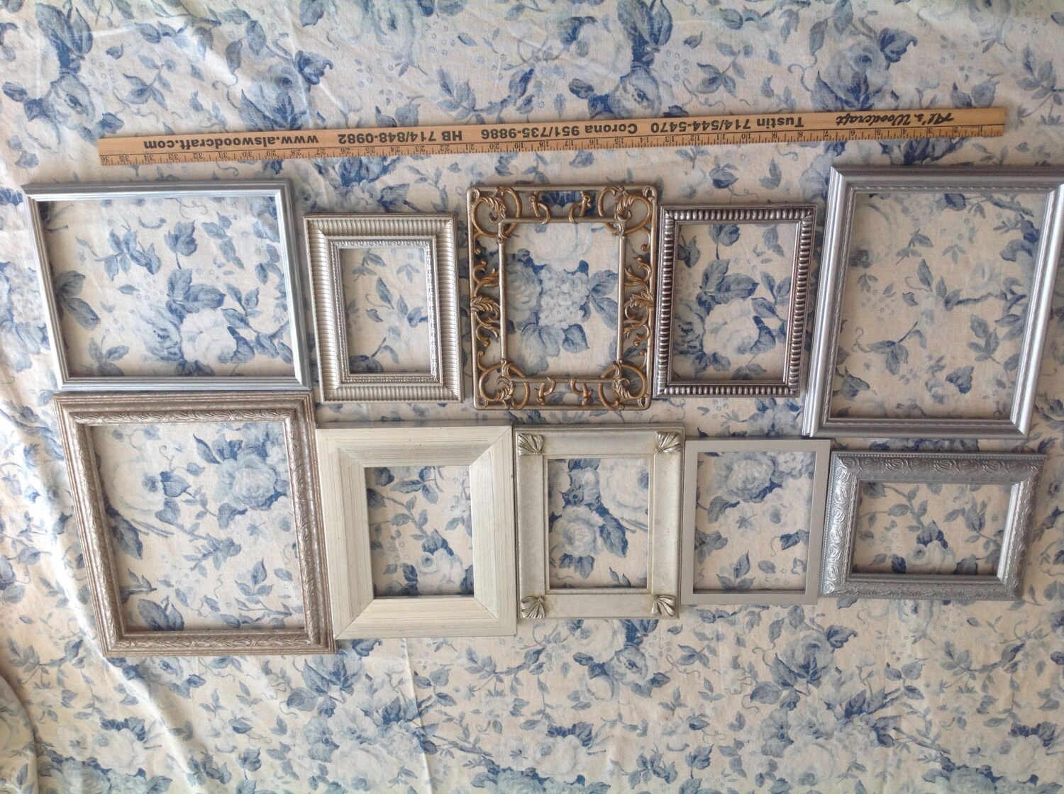 Silver and Ornate Frames, Set of 12, Fancy Baroque, Rococo Style -- Use for New Project or Collages!