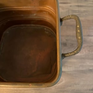 Copper Brass Container, Vintage Brass Handles, Rustic, Made in Turkey, 6.5" x 7" by 6" high