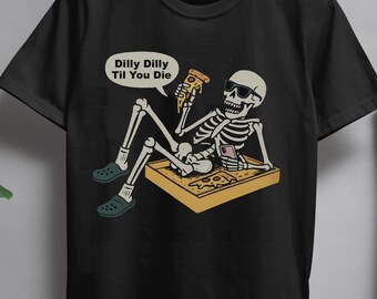 90-tals Skelettgrafik-T-shirt – Dilly Dally, Unisex Weirdcore Grunge-T-shirt