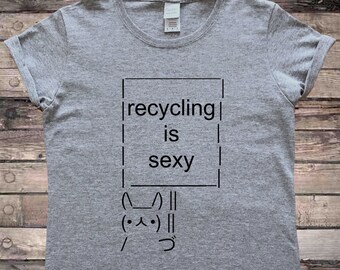 Reciclaje es Sexy Eco Conservation Sign Bunny Protest Camiseta