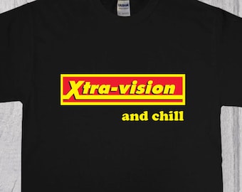 Xtravision and Chill Funny Irish Retro 1990s Slogan T-Shirt