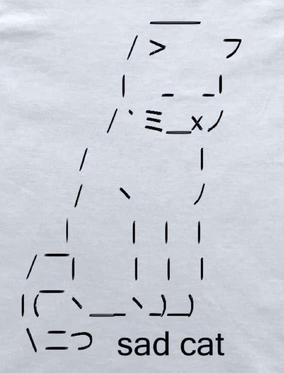 Sad Cat Emoji Ascii Art Cat T-shirt - Etsy New Zealand